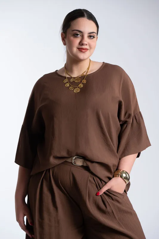 Μπλούζα Ανάγλυφη Υφή Καμπάνα Μανίκια