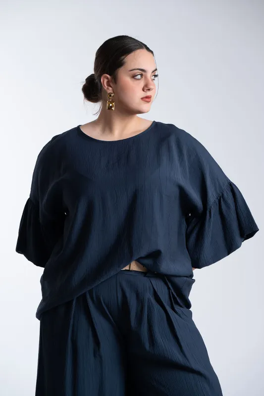 Μπλούζα Ανάγλυφη Υφή Καμπάνα Μανίκια