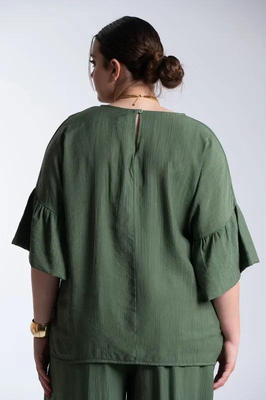 Μπλούζα Ανάγλυφη Υφή Καμπάνα Μανίκια