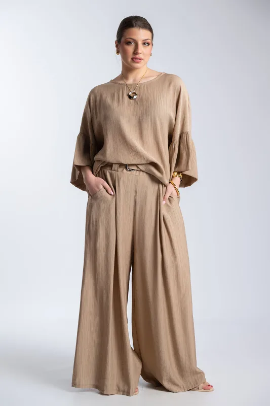 Μπλούζα Ανάγλυφη Υφή Καμπάνα Μανίκια