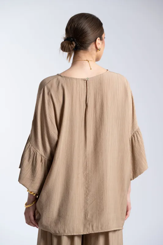 Μπλούζα Ανάγλυφη Υφή Καμπάνα Μανίκια