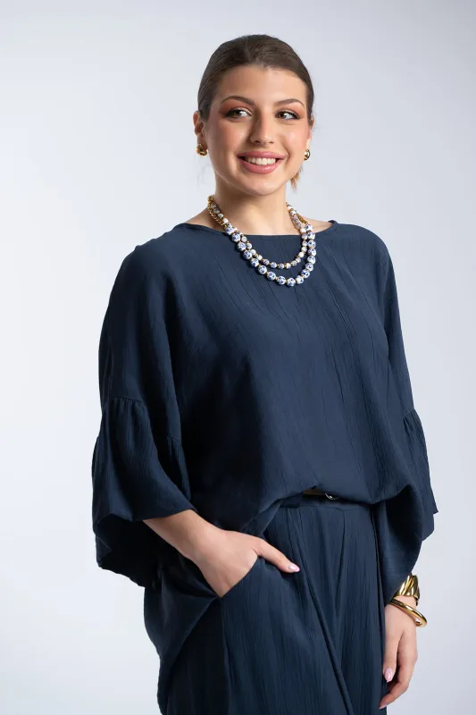 Μπλούζα Ανάγλυφη Υφή Καμπάνα Μανίκια