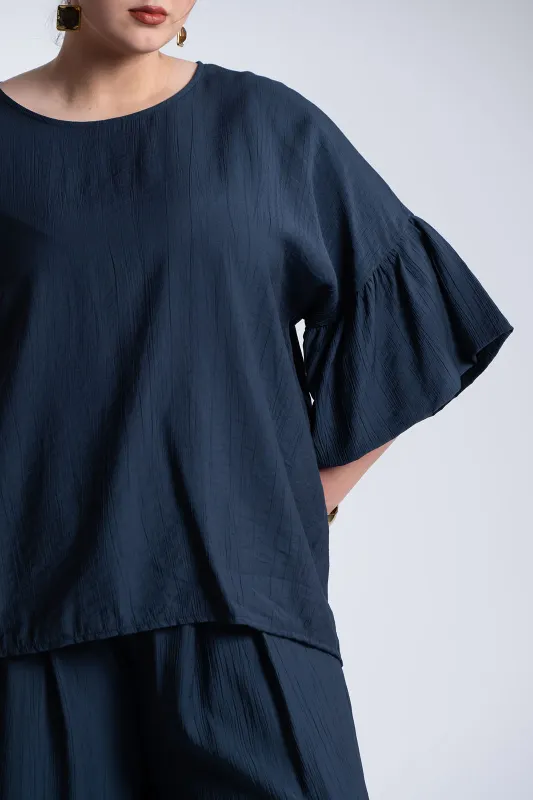 Μπλούζα Ανάγλυφη Υφή Καμπάνα Μανίκια