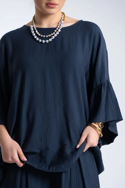 Μπλούζα Ανάγλυφη Υφή Καμπάνα Μανίκια