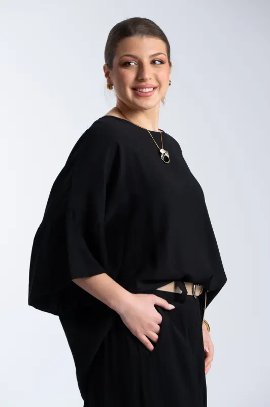 Μπλούζα Ανάγλυφη Υφή Καμπάνα Μανίκια