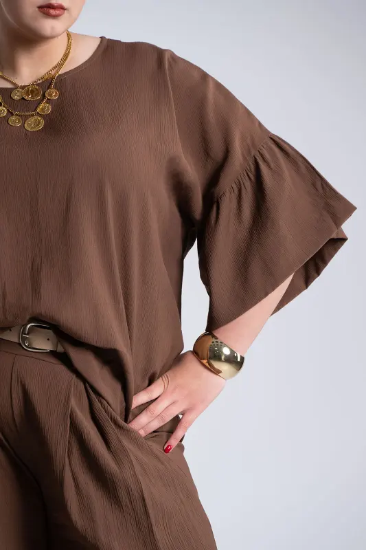 Μπλούζα Ανάγλυφη Υφή Καμπάνα Μανίκια