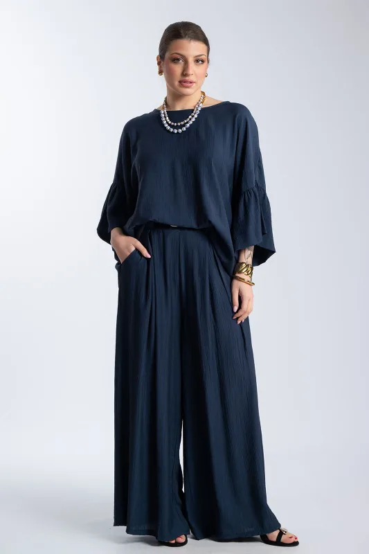 Μπλούζα Ανάγλυφη Υφή Καμπάνα Μανίκια