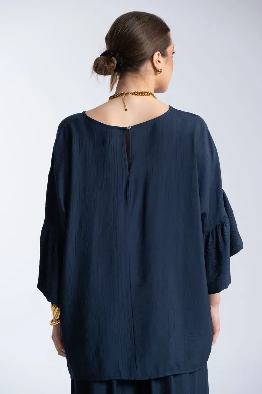 Μπλούζα Ανάγλυφη Υφή Καμπάνα Μανίκια