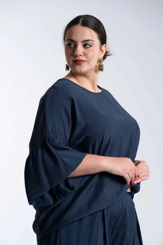 Μπλούζα Ανάγλυφη Υφή Καμπάνα Μανίκια