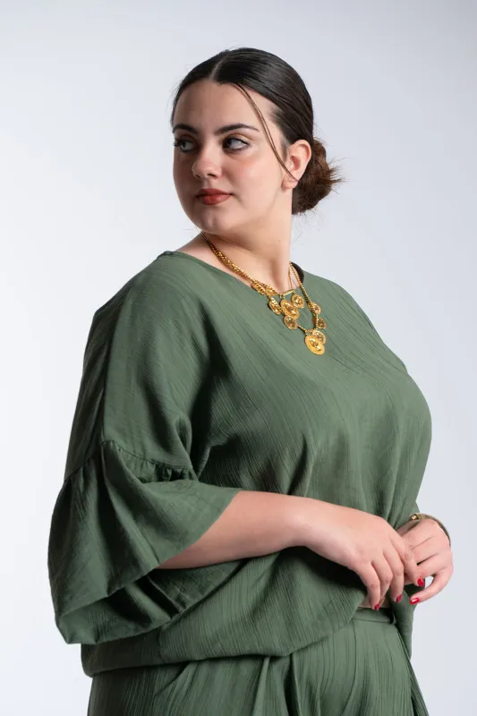 Μπλούζα Ανάγλυφη Υφή Καμπάνα Μανίκια