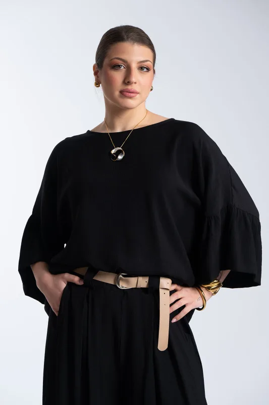 Μπλούζα Ανάγλυφη Υφή Καμπάνα Μανίκια