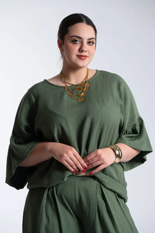 Μπλούζα Ανάγλυφη Υφή Καμπάνα Μανίκια