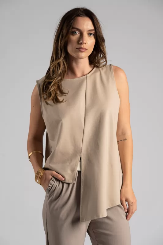 Blouse Asymmetrical Sleeveless 