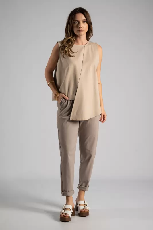 Blouse Asymmetrical Sleeveless 