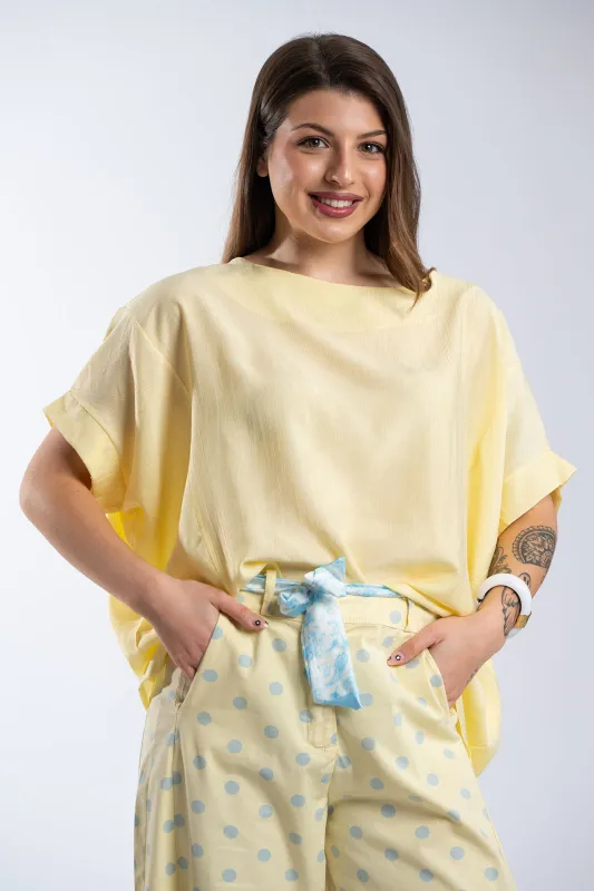 Asymmetrical Batwing Sleeve Blouse 