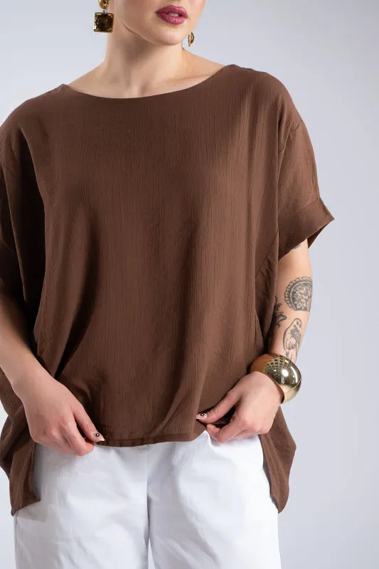 Asymmetrical Batwing Sleeve Blouse 