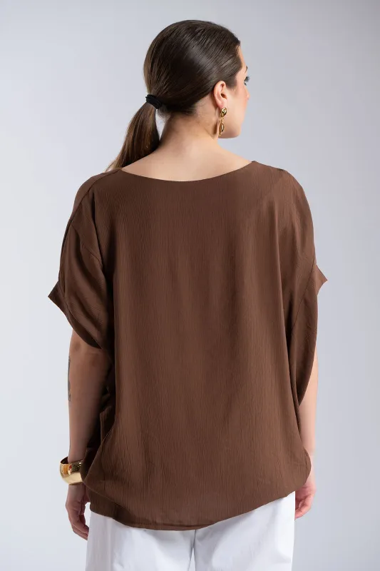 Asymmetrical Batwing Sleeve Blouse 