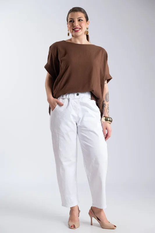 Asymmetrical Batwing Sleeve Blouse 