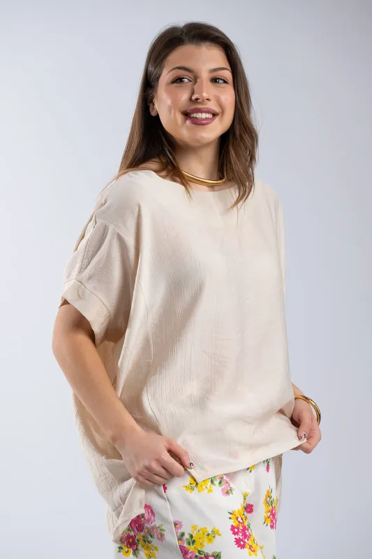 Asymmetrical Batwing Sleeve Blouse 