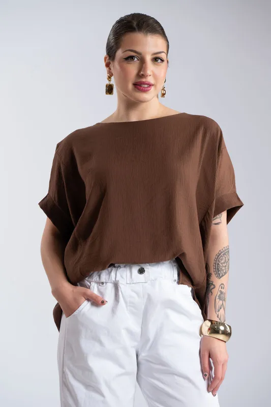 Μπλούζα Ασύμμετρη Μανίκια Νυχτερίδα