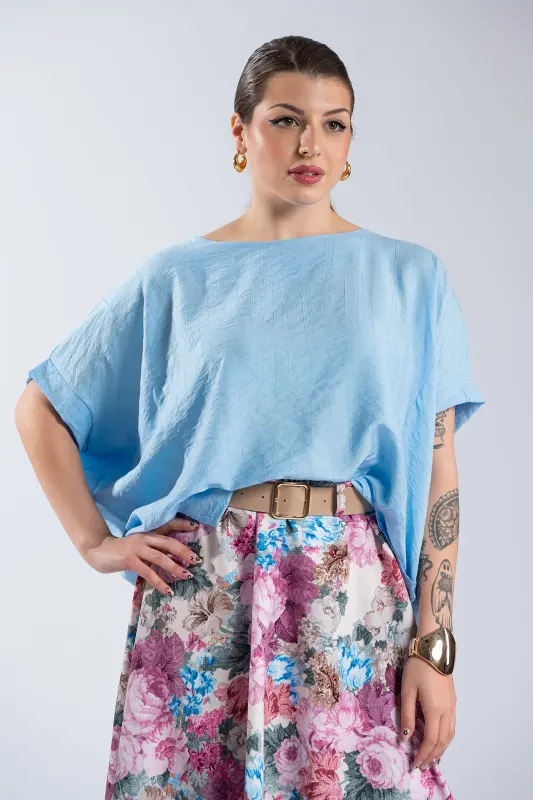 Μπλούζα Ασύμμετρη Μανίκια Νυχτερίδα