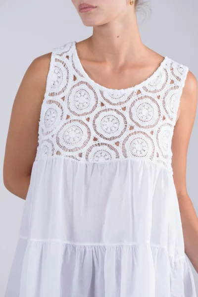 Μπλούζα Crochet Κύκλοι Λευκή