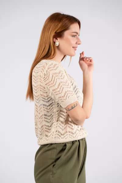 Μπλούζα Crochet Μπεζ