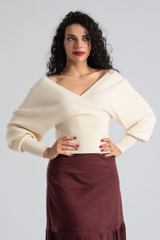 Μπλούζα Crop Κρουαζέ Νημάτινη