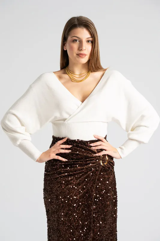 Μπλούζα Crop Κρουαζέ Νημάτινη