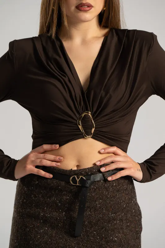 Blouse Crop Metallic Detail