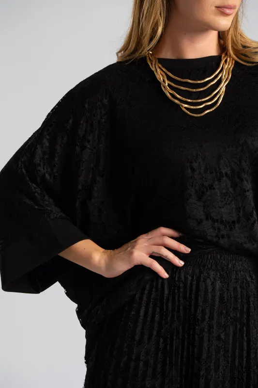 Μπλούζα Δαντέλα Νυχτερίδα Μανίκι