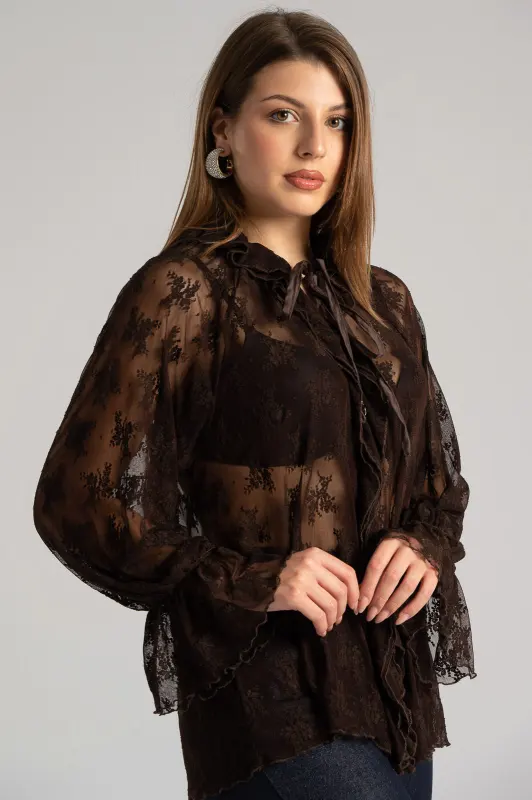 Blouse Lace with Ruffles