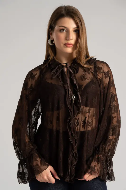 Μπλούζα Δαντέλα Βολάν