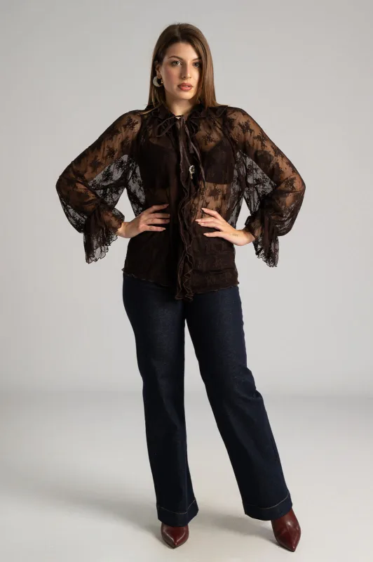 Blouse Lace with Ruffles