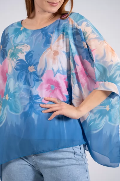 Μπλούζα Διαφάνεια Floral Γαλάζια