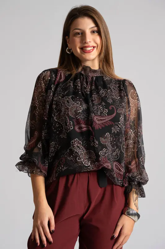 Μπλούζα Διαφάνεια Paisley Βολάν