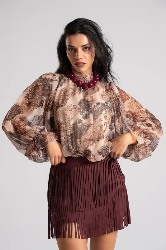 Μπλούζα Διαφάνεια Paisley Βολάν