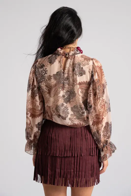 Μπλούζα Διαφάνεια Paisley Βολάν