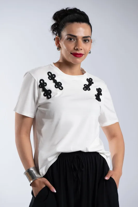 Blouse Decorative Bows on the Shoulders