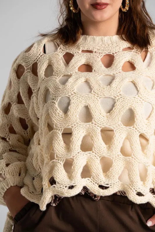 Blouse Perforated Knit