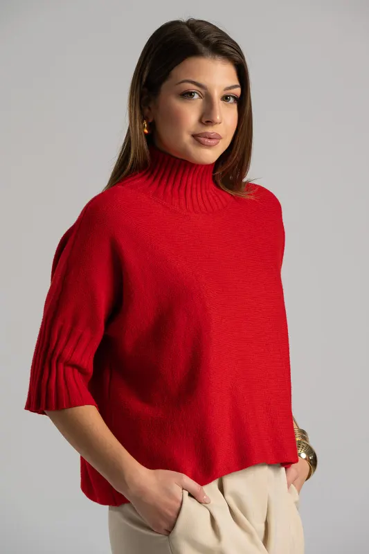 Blouse Bold Ribbed Sleeves