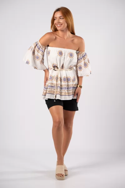 Ethnic Blouse Purple-White