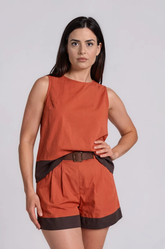 Blouse Back Bow Two-Tone