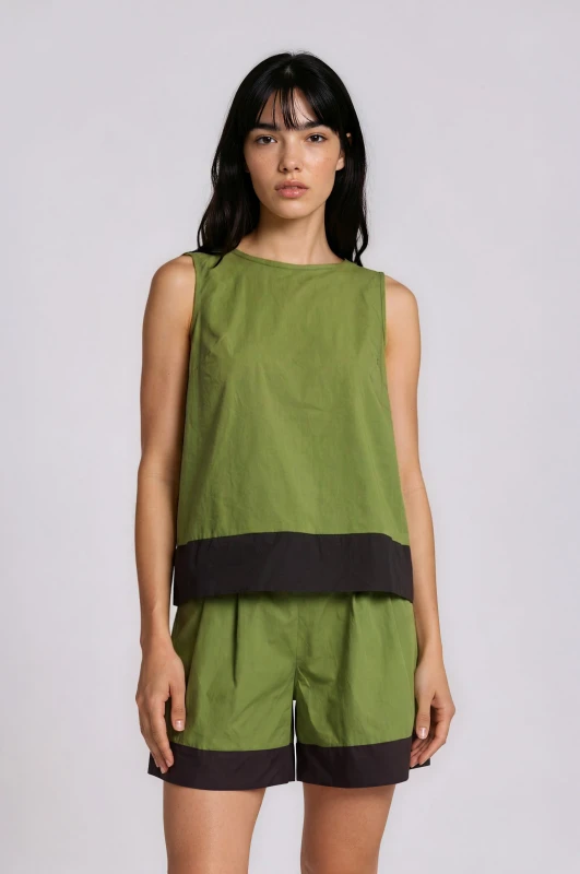 Blouse Back Bow Two-Tone