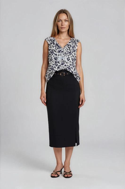 Blouse Floral Sleeveless Ruffle
