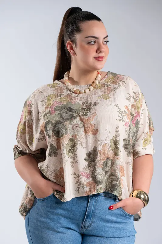 Μπλούζα Floral Φιόγκος Πλάτη