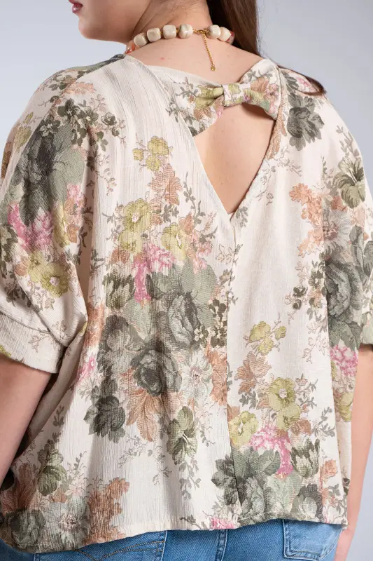 Floral Blouse Bow Back