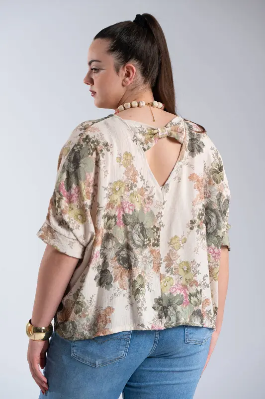 Floral Blouse Bow Back