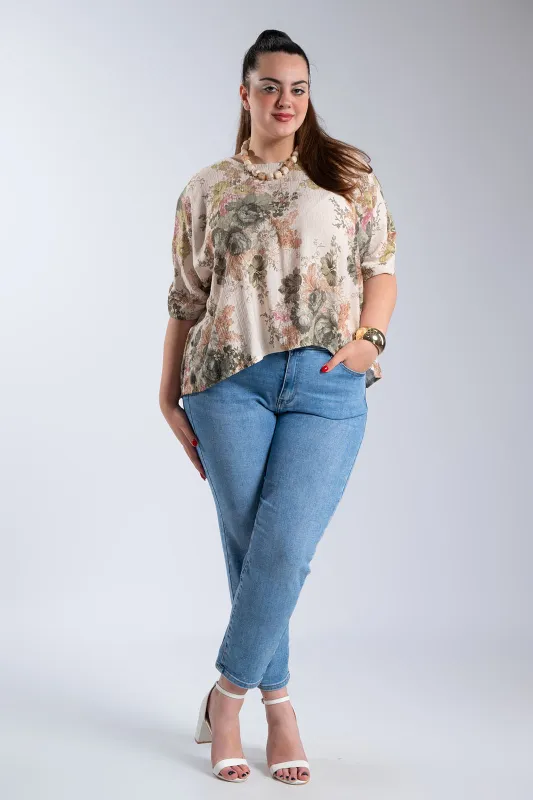 Floral Blouse Bow Back