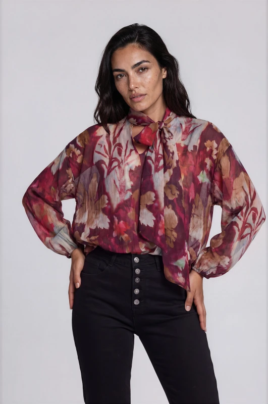 Μπλούζα Floral Mε Φιόγκο